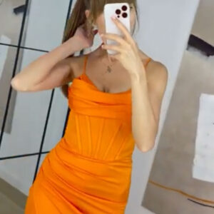 Rochie dama eleganta cu corset Giulia portocaliu