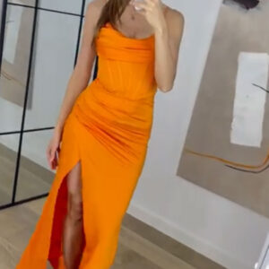 Rochie dama eleganta cu corset Giulia portocaliu