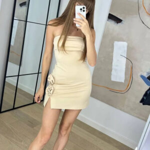Rochie dama eleganta cu trandafiri Dolly bej