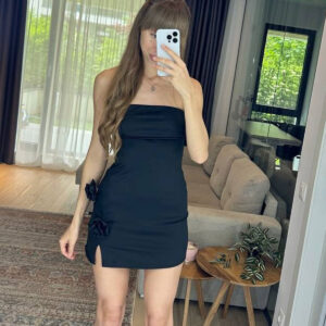 Rochie dama eleganta cu trandafiri Dolly negru