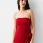 Rochie dama eleganta cu trandafiri Dolly rosu