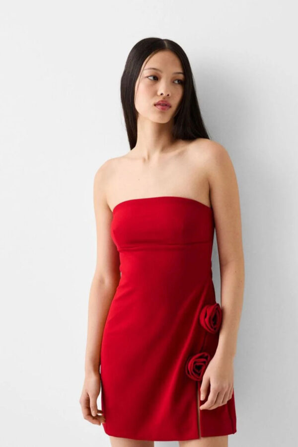 Rochie dama eleganta cu trandafiri Dolly rosu