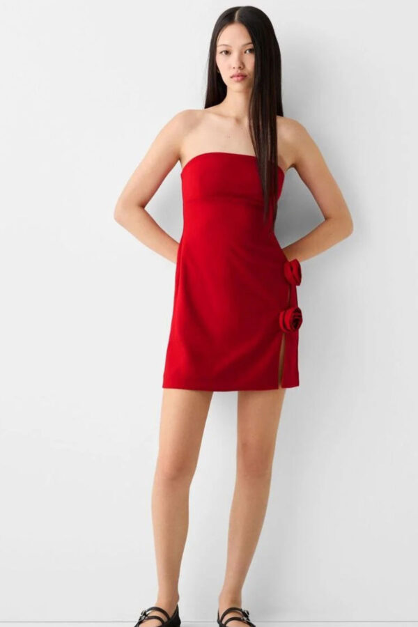 Rochie dama eleganta cu trandafiri Dolly rosu