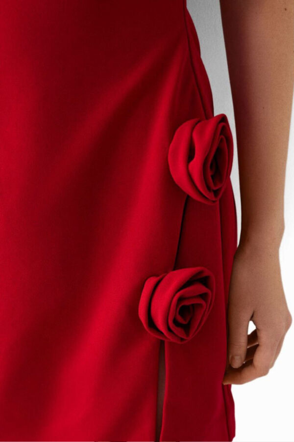 Rochie dama eleganta cu trandafiri Dolly rosu