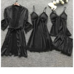 Set 4 piese pijamale satinate dama