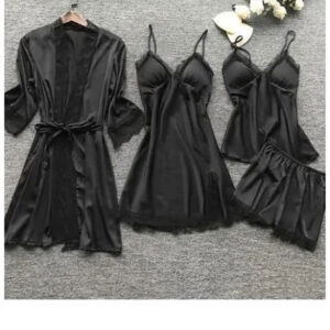 Set 4 piese pijamale satinate dama