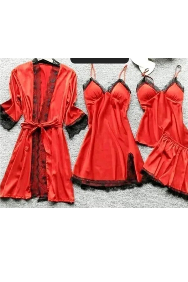 Set 4 piese pijamale satinate dama