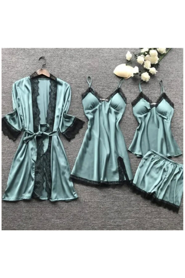 Set 4 piese pijamale satinate dama