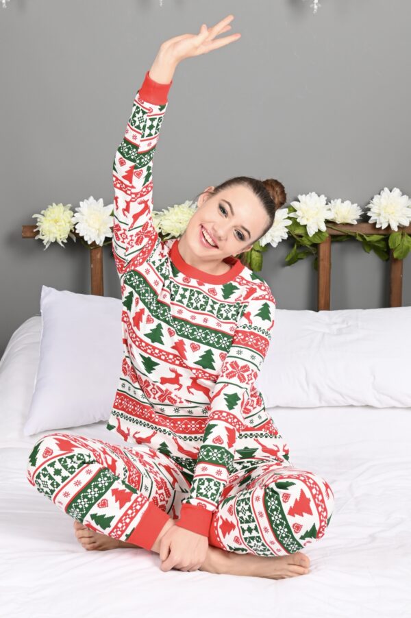 Pijama dama motive Craciun Green