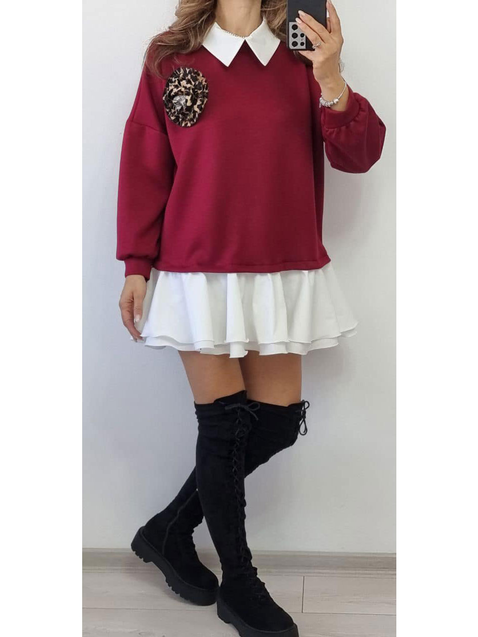 Rochie scurta cu volane albe Cassie - WeLike Fashion