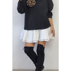 Rochie scurta cu volane albe Cassie