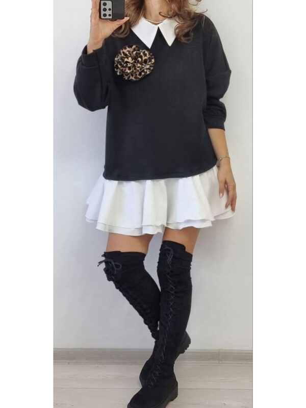 Rochie scurta cu volane albe Cassie