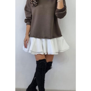 Rochie scurta cu volane albe Cassie