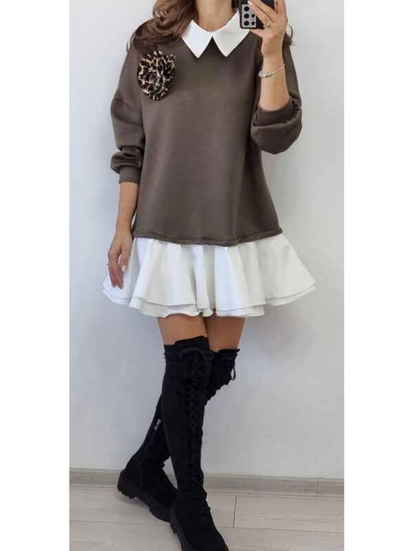 Rochie scurta cu volane albe Cassie