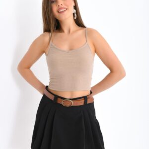 Fusta-pantalon plisee Mera negru