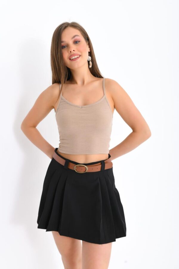 Fusta-pantalon plisee Mera negru