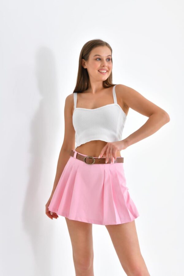 Fusta-pantalon plisee Mera roz