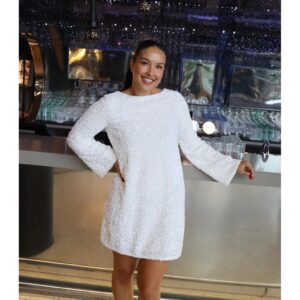 Rochie eleganta din paiete cu funda supradimensionata