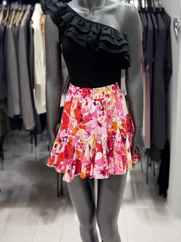 Fusta din poplin crep cu volane vaporoase floral