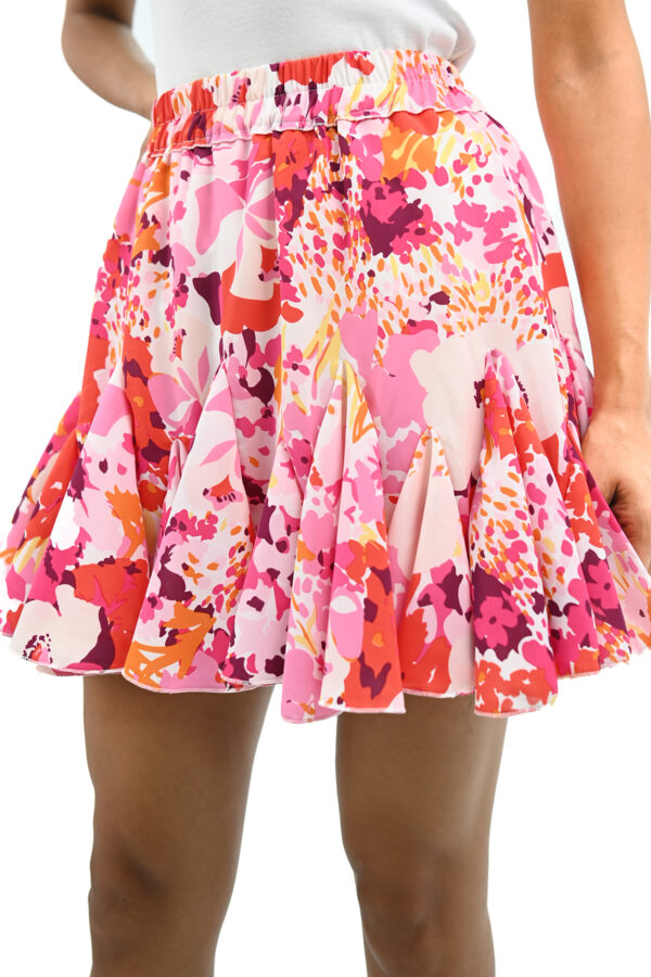 Fusta din poplin crep cu volane vaporoase floral
