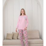 Pijama dama bumbac Free Hugs roz