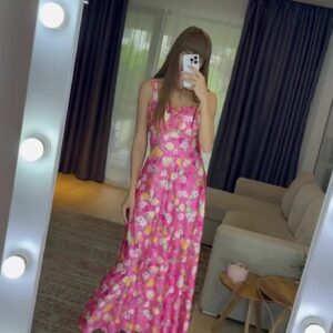 Rochie dama evazata cu flori Demi