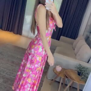 Rochie dama evazata cu flori Demi