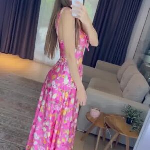 Rochie dama evazata cu flori Demi