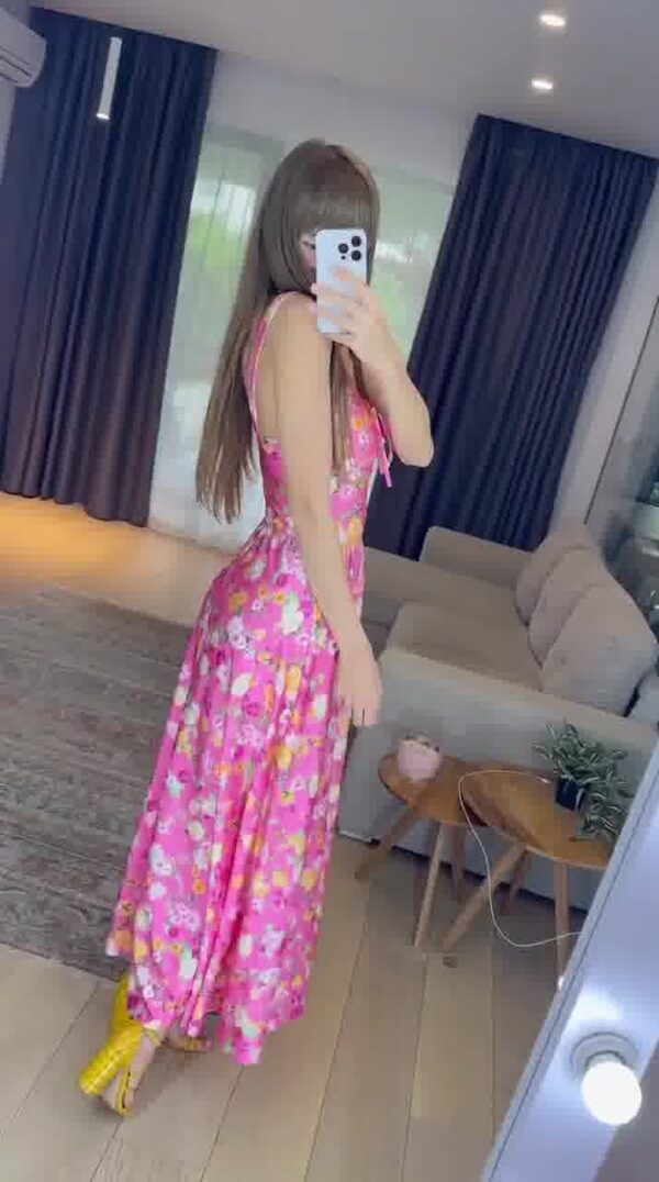 Rochie dama evazata cu flori Demi