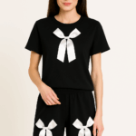 Compleu dama scurt Happy Bow Negru