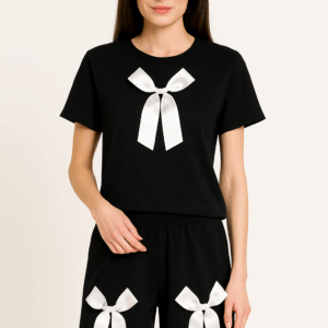 Compleu dama scurt Happy Bow Negru