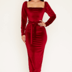 Rochie catifea Lory rosu
