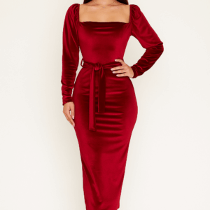 Rochie catifea Lory rosu