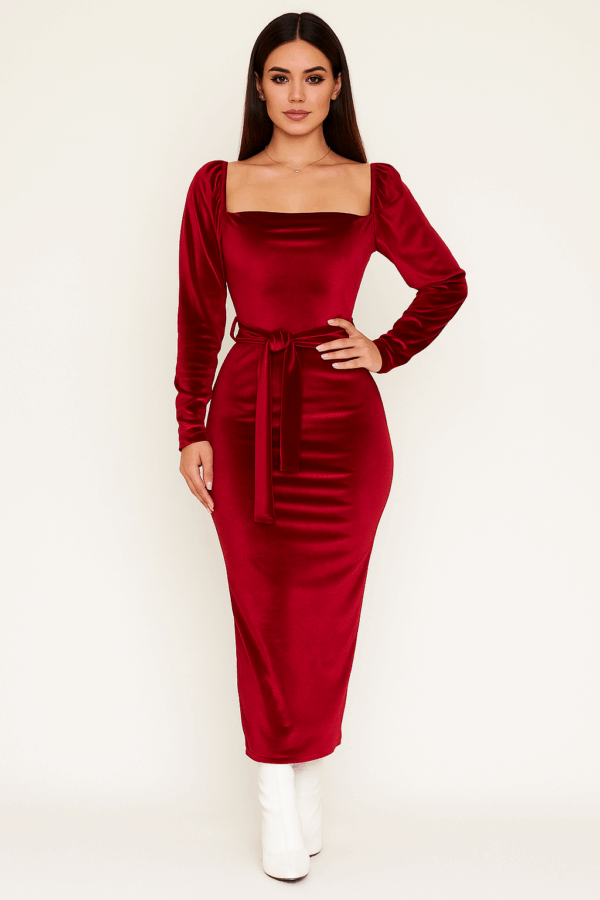 Rochie catifea Lory rosu