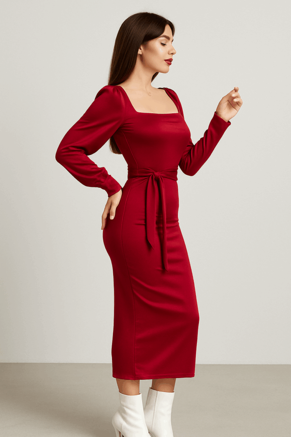 Rochie catifea Lory rosu