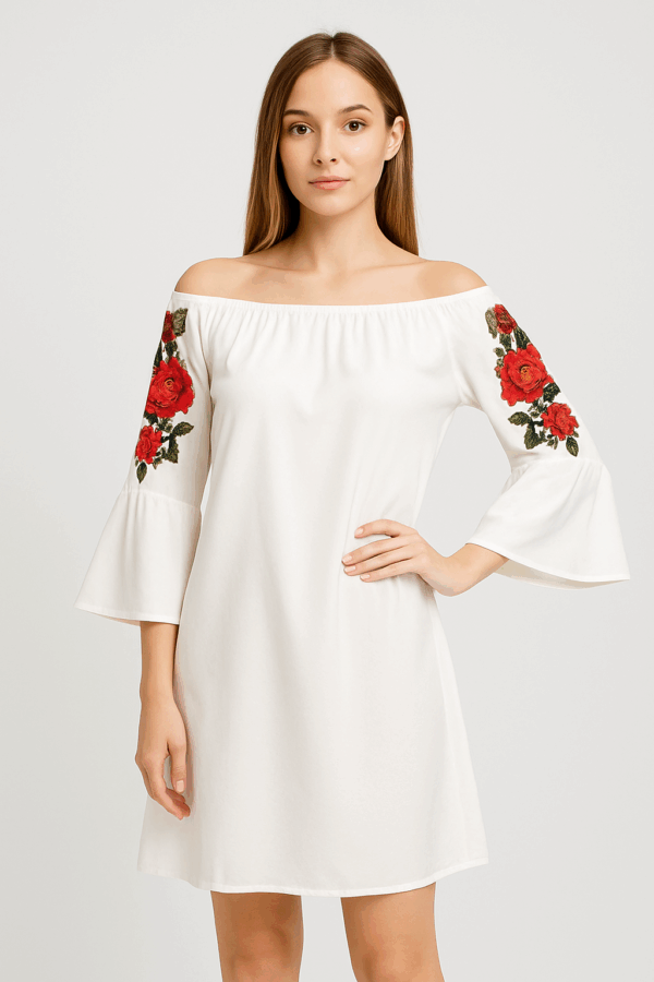Rochie dama casual cu broderie Anna