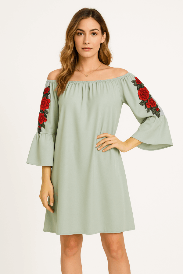 Rochie dama casual cu broderie Anna
