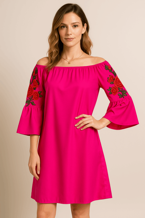 Rochie dama casual cu broderie Anna