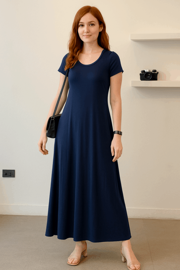 Rochie lunga dama Bia bleumarin