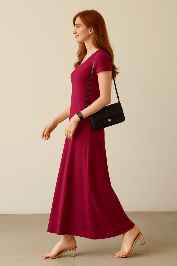 Rochie lunga dama Bia bordo