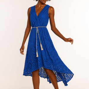 Rochie asimetrica cu dantela Dya albastru