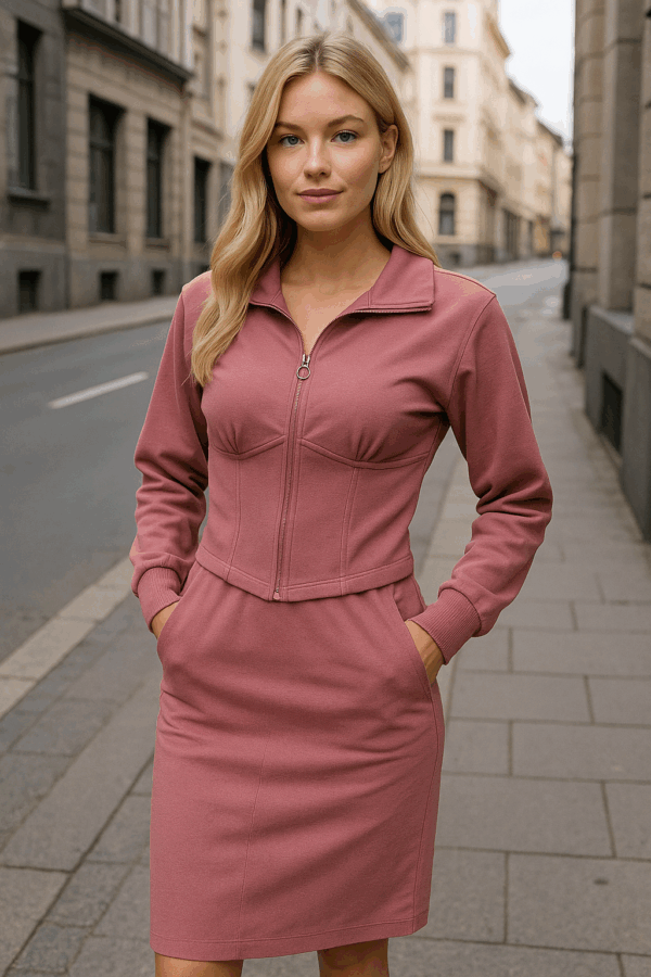 Compleu dama RomaCorset roz plamaniu