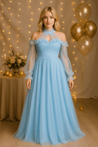 Rochia dama din tulle Amira baby blue