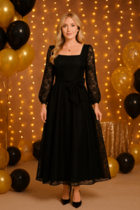 Rochie dama cu dantela Ioana negru