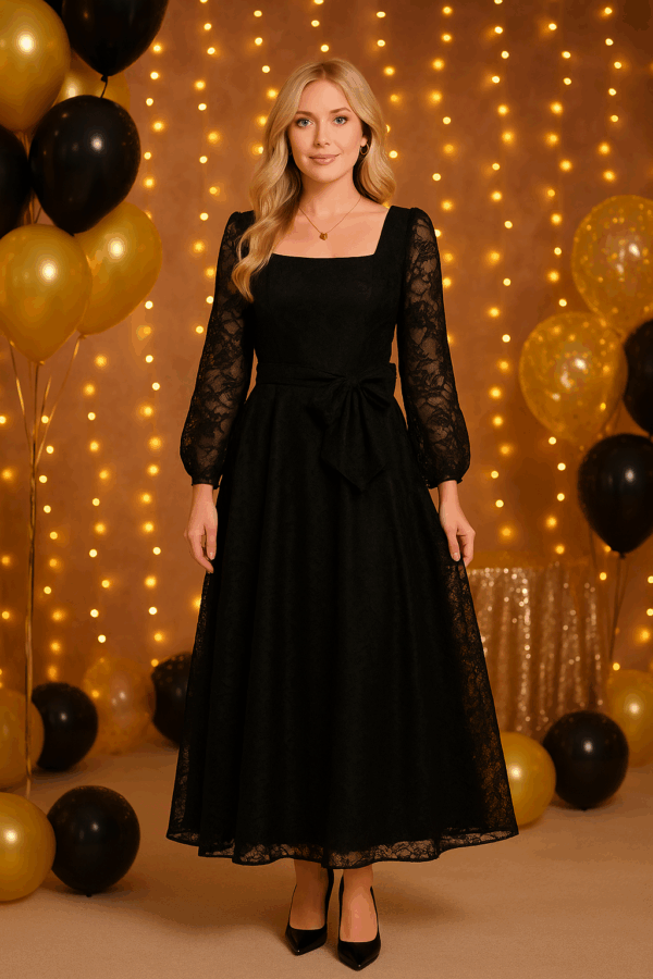 Rochie dama cu dantela Ioana negru