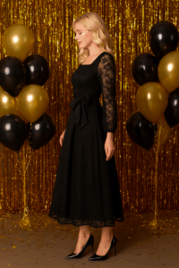 Rochie dama cu dantela Ioana negru