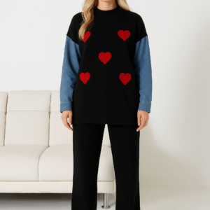 Compleu dama oversize cu maneci denim