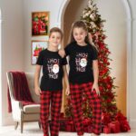 Pijama copii motive Craciun maneca scurta HO HO HO