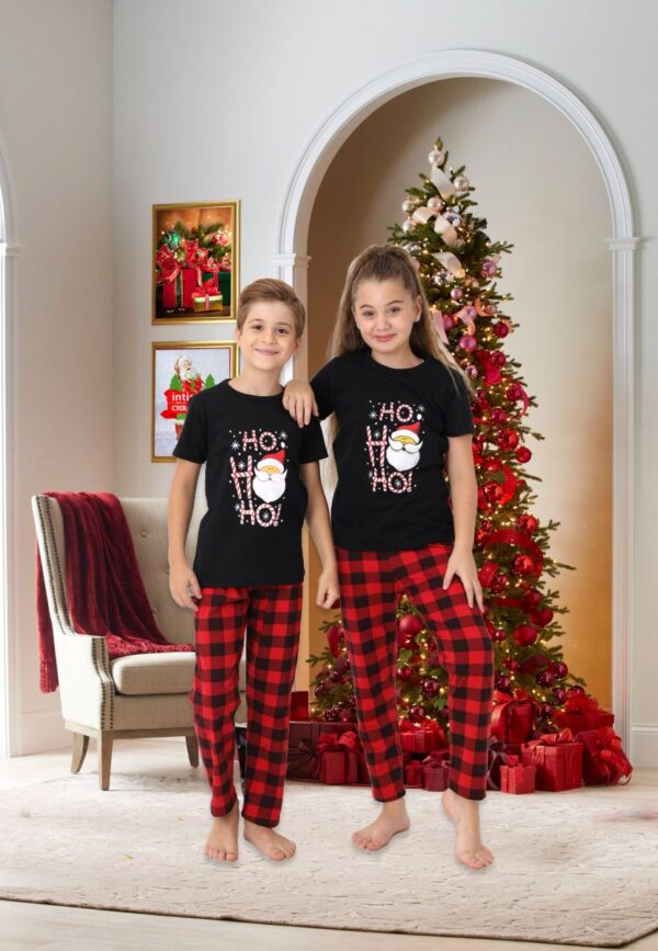 Pijama copii motive Craciun maneca scurta HO HO HO