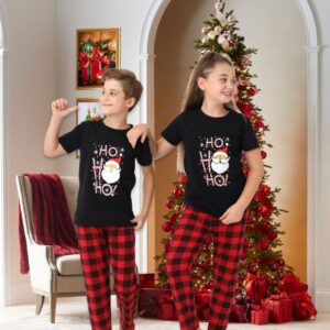 Pijama copii motive Craciun maneca scurta HO HO HO
